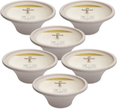 Spaas Buitenkaars Citronella Witte Terracotta Schaal – Ginger Love - Tuinkaars Ø18cm - circa 9u - 6 kaarsen