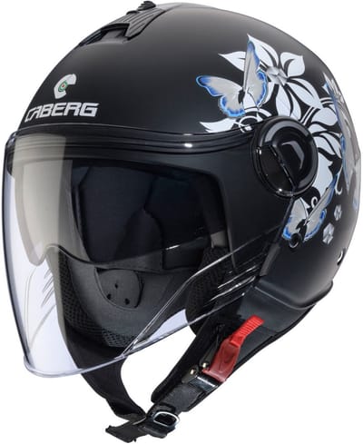 Caberg Riviera-X Flower - Mat Zwarte Motor en Scooter Jethelm met ingebouwd zonnevizier - Maat S (55 t/m 56 cm hoofdomtrek) - ECE 22.06 Gekeurd