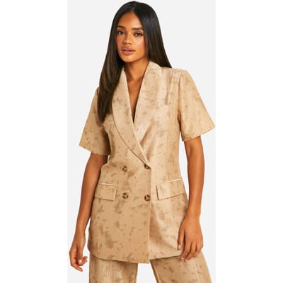 boohoo Dames Tie-dye getextureerde losse pasvorm blazer | Steen | Maat: 34