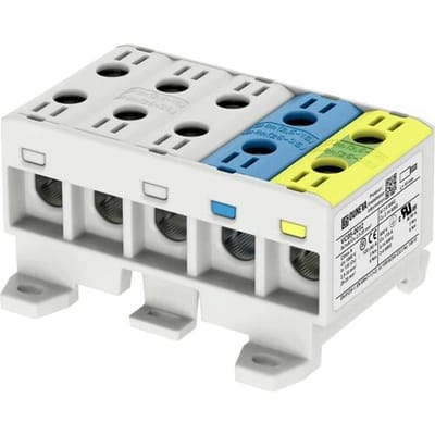 Ouneva Group VC05-0012 Verdeelblok Schroeven Grijs, Blauw, Geel-groen 1 stuk(s)