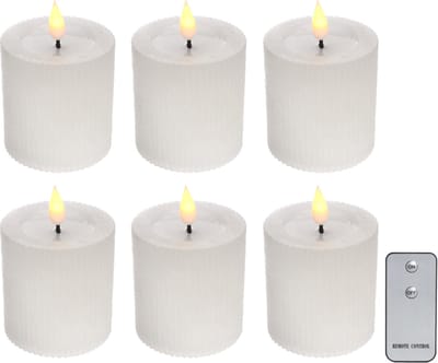 Comforder 6 LED Kaaren met Afstandsbediening - Elektrische Stomp Kaarsen op Batterijen met Flikkerende Vlam - Ø7 cm Wit