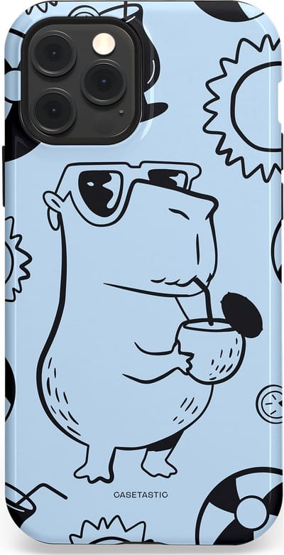 Casetastic Hoesje Geschikt voor Apple iPhone 12/12 Pro Magsafe - Stijlvolle Beschermende Duo-layer Case - Capibara cocktail