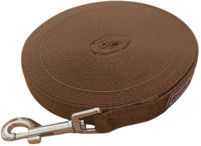 Rieba® Hondenriem 3 meter – Lange Lijn - Trainingslijn – Sleeplijn – Speurlijn - Hondenlijn – Looplijn – Riem Hond - Voor Training en Wandelen – 2 cm Breed – Nylon – Bruin