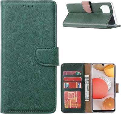 LuxeBass Hoesje geschikt voor Samsung Galaxy A12 - Bookcase Groen - portemonnee hoesje - telefoonhoes - gsm hoes - telefoonhoesjes
