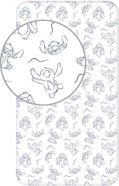 Stitch hoeslaken outlines -Eenpersoons - 90 x 200 cm