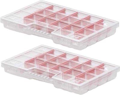 Kistenberg Sorteerbox koffer - 2x - 20 vaks - kunststof - transparant - 29 x 20 x 3.5 cm