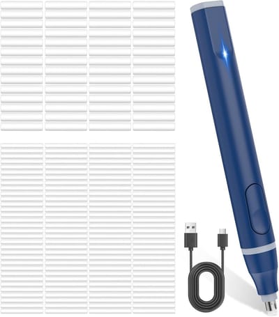 Oplaadbare Elektrische Gum met 220 Navullingen, 2 Groottes, Ideaal voor Tekeningen, Studenten en Ingenieurs, Blauw
