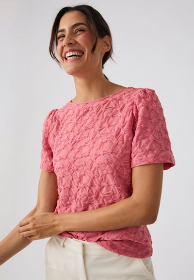 Damart - T-shirt van breisel met reliëf - Dames - Roze - S