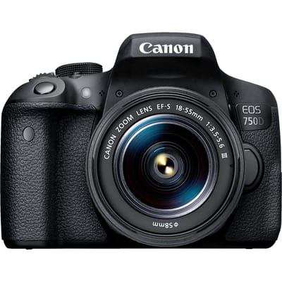 Canon EOS 750D DSLR-camera + EF-S 18-55mm f/3.5-5.6 III zoomlens zwart