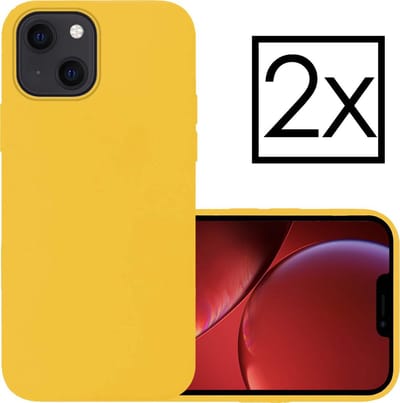 Hoesje - 2 Stuks - Geschikt voor Apple iPhone 13 Mini - Sterk & Shockproof - Case Siliconen - Back Cover - Telefoon Hoes - Geel