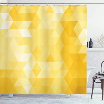 ABAKUHAUS Geel douchegordijn – geometrische driehoeken – 175x240 cm