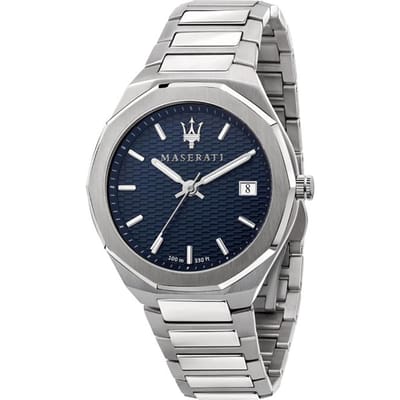 Maserati Stile Blue Metal Heren Quartz Horloge met Datum R8853142006 blauw
