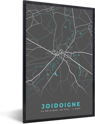 Fotolijst incl. Poster - Stadskaart – Grijs - Kaart – Joidoigne – België – Plattegrond - 40x60 cm - Posterlijst