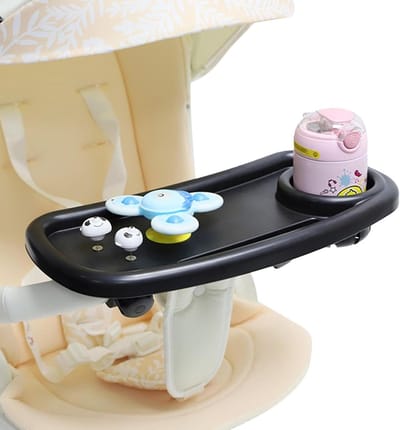 Kinderwagen Snackdienblad - Opbergrek Organizer - Onderweg Eten - 360 Graden Draaibaar - 40 x 21 cm - Zwart