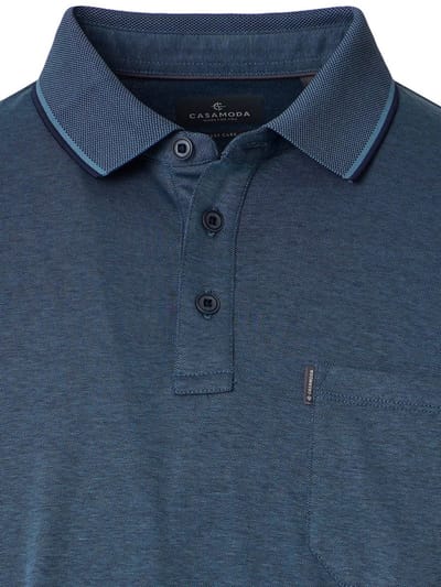 Poloshirt Met Borstzakje 3 Knoops Aqua Blauw Casa Moda - XXL