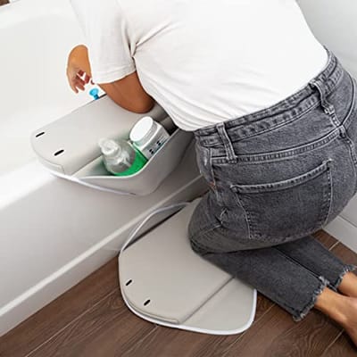 Gewatteerde knieler voor badtijd, antislip, zachte kniebeschermer voor ouders, grijze pijlstaartrog