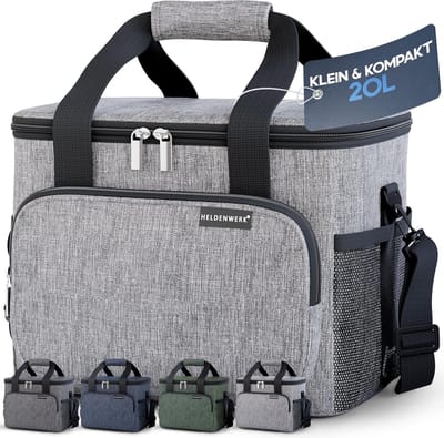 Koeltas voor eten en dranken, geïsoleerde thermotas, lekvrij en waterdicht, ontbijttas, picknick, lunchtas, thermotas, lichtgrijs