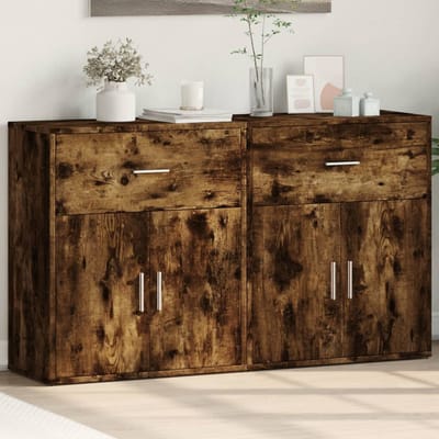 vidaXL - Dressoirs - 2 - st - 60x31x70 - cm - bewerkt - hout - gerookt - eikenkleurig