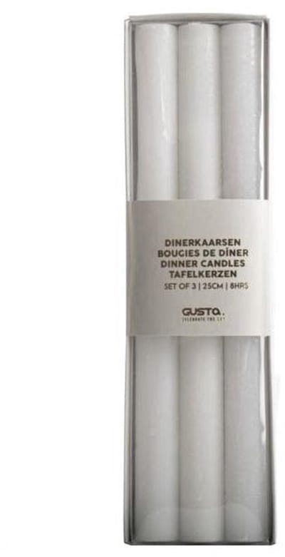 Gusta Dinerkaarsen Gentle set-van-3 wit 7x2x25cm