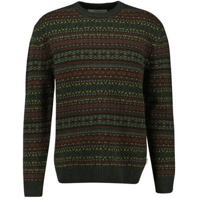 Gant Trui Fair Isle Knit Crew Neck Deepest Green / male