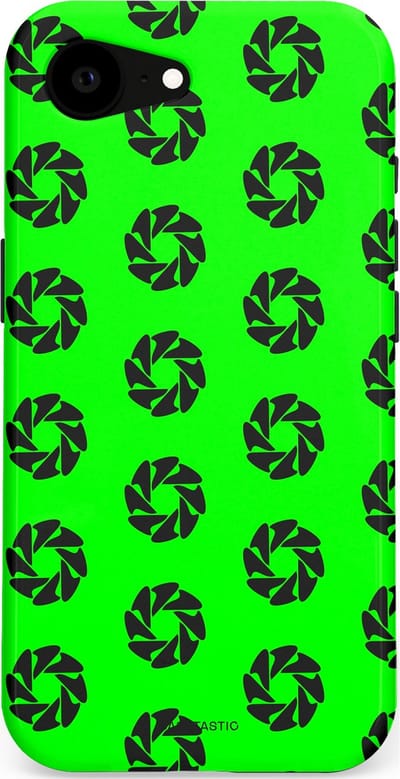 Casetastic hoesje geschikt voor Apple iPhone 16e / Apple iPhone 17e - MagSafe - Dubbellaagse bescherming - Neon Groene Cirkels - Fashion Case - Groen Zwart