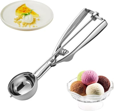 Grote RVS IJslepel met Eenvoudige Trigger - Perfect voor Gehaktballen, Meloenbollen en Aardappelpuree, 6.3 cm