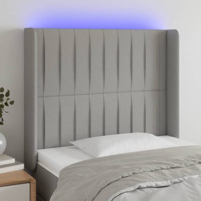 vidaXL - Hoofdbord - LED - 93x16x118/128 - cm - stof - lichtgrijs