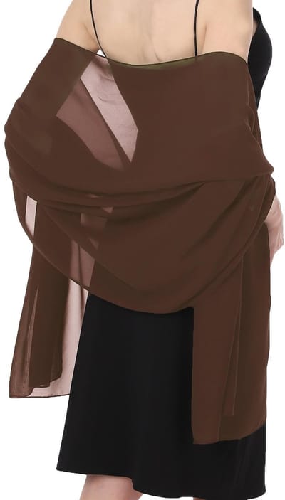 Chiffon Sjaal voor Avondjurk - Elegante Bruiloft Stola voor Bruid en Gast - Lichtgewicht Dames Sjaal voor Reis en Zonbescherming - Bruin