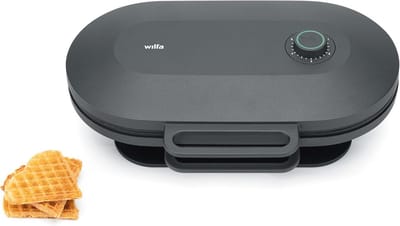 Wilfa JOY Double Wafelijzer, 1500 watt, 2 x 20 cm grote hartwafels, 5 temperatuurmodi, met alarmbel, incl. deeglepel (zwart)