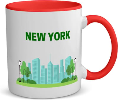 Akyol - new york stad koffiemok - theemok - rood - New york - mensen die naar new york zijn geweest of gaan - new york liefhebbers - souvenir - verjaardagscadeau - cadeau - kado - geschenk - verjaardag - 350 ML inhoud