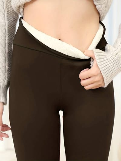 Livano Winter Panty - Warme panty - Fleece Panty - Thermo Panty - Legging - Stretch - Dames Kleding - Khaki - Maat S