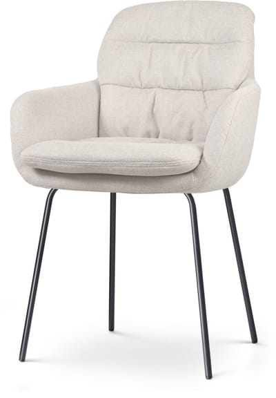 Nolon Nora-Mia Eetkamerstoel Beige - met Armleuning - Stof - Zwart Onderstel