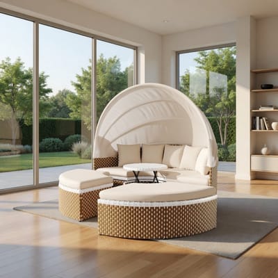 Luxe Uitschuifbare Slaapbank – Beige – Industrohome