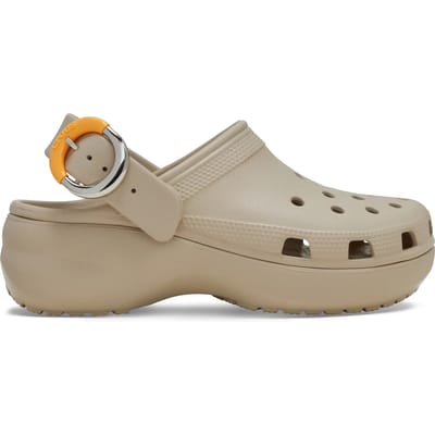 Crocs Classic Platform Dipped Buckle Clog, Vrouwen, Beige, Slippers, maat: 36/37