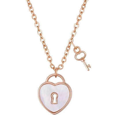 18K Goud Witte Schelp Liefdesslot Hanger Au750 Kleur Goud Ins Eenvoudige Stijl Mode Sleutelbeen Ketting AU750 white