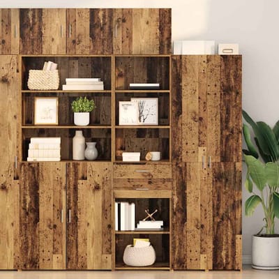 vidaXL - Highboard - Oud - Hout - 50 - x - 42,5 - x - 185 - cm - Bewerkt - hout