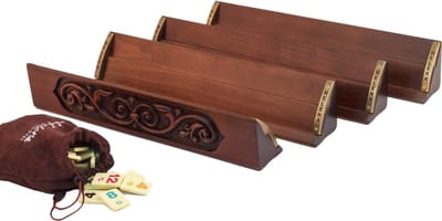 Handgemaakte rummy speelset - Okey - 100% Hout - Luxe uitgave - Inclusief tas - Rummi - Bordspel - Okey Takimi