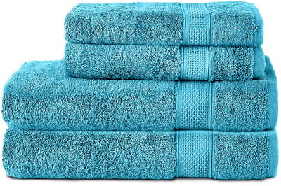 Komfortec Handdoekenset – Set van 4 - 2x Handdoek 50x100 cm en 2x Badhanddoek 70x140 cm - 100% Katoen - Turquoise