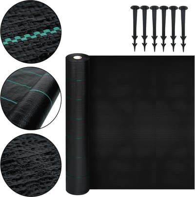 Onkruiddoek / Worteldoek 1 x 50 m – Onkruidwerend & Waterdoorlatend – UV-bestendig – Inclusief Grondpennen – Tuin, Bloemenperk, Gazon, Groentetuin – Diverse Afmetingen