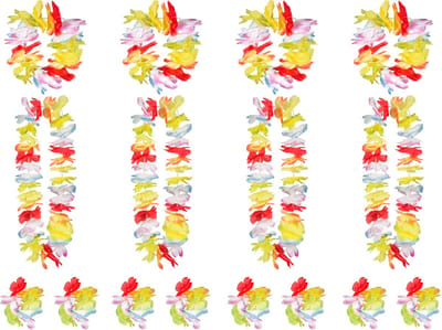 Boland Hawaii krans/slinger set - 4x - Tropische/zomerse kleuren mix - Hoofd/polsen/hals slingers