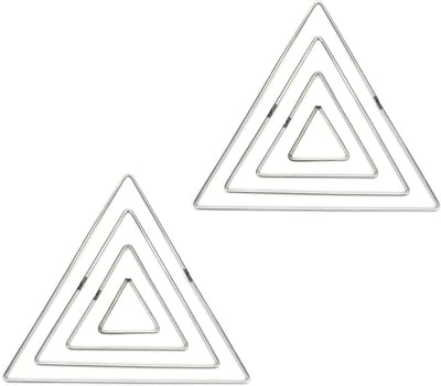 Driehoek Hoepels - Macrame Ringen - Krans Decoratie - Stevig Metaal - 8 Stuks 4 Maten - Zilver