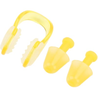 Set Bouchons d'Oreilles en Silicone Souple et Clip pour Nez pour Sports Aquatiques Surfing Plongée Jaune jaune