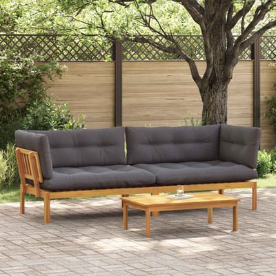 vidaXL - Tuinpallet - Sofa - Eenheden - 2 - Stuk - Natuurlijk - en - Donkergrijs