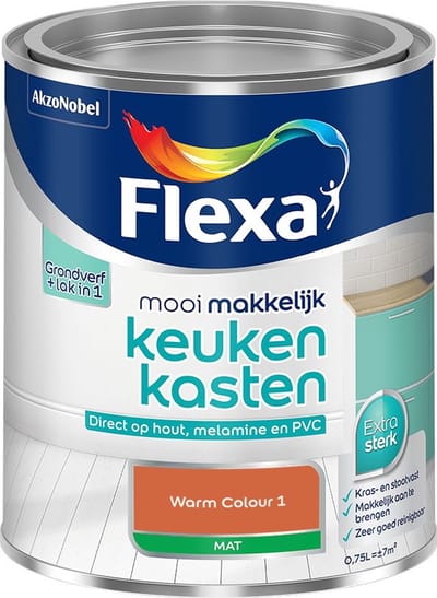 Flexa - Mooi Makkelijk Keukenkasten Mat - Warm Colour 1 - Mengverf - 750 Ml