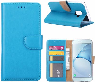 LuxeBass Hoesje geschikt voor Samsung Galaxy A8 (2018) - Bookcase Turquoise- portemonnee hoesje - telefoonhoes - gsm hoes - telefoonhoesjes