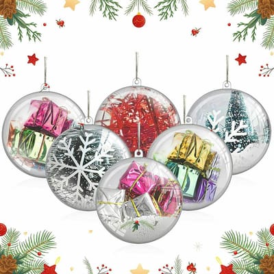 Uten Kerstballen Plastic - 20 Kunststof Kerstballen - Ø 8cm - Transparante - Diy kerstbal - Voor Halloween, Kerst, Verjaardag, Feesten, Bruiloft, Home Versiering Ballen