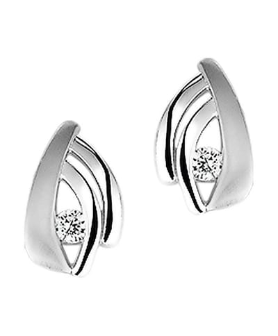The Jewelry Collection Oorknoppen Zirkonia Poli/mat - Zilver Gerhodineerd