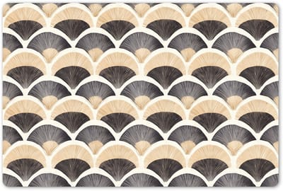Placemats 45x30 cm - Placemat kunststof - 1 stuk - Waaier - Patroon - Zwart - Beige - Borden onderleggers - Decoratie voor op tafel - Keuken tafeldecoratie accessoires - Vinyl onderlegger - Tafelversiering