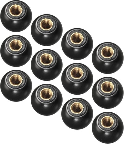 Draadknoppen van 16mm - 12 Stuks, Kunststof Balhandgreep met M5 Draad en IJzeren Inzet - Ideaal voor Machine Handleiding Vervanging, Zwart