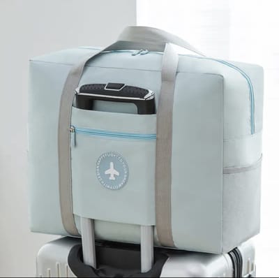 Opvouwbare Licht Blauwe Reistas + Bagagelabel - Handbagage & Weekendtas - Opbergtas - Reistas voor Dames - Ideaal voor Koffer - Multifunctionele Reistas - Sporttas - Dames Reistassen - Opvouwbare Weekendtas - Handbagage - Multifunctionele Opbergtas